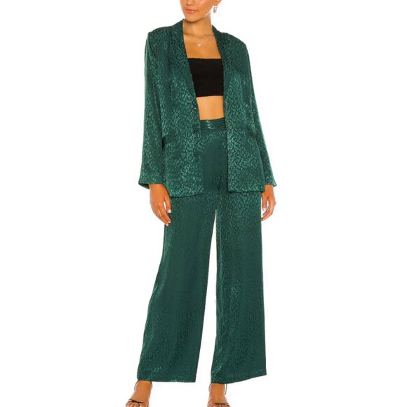 L*Space Harlow Pant In Ultramarine Emerald Green Leopard Print Size 2 - Picture 1 of 11